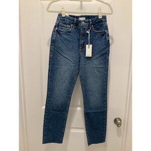 Good American Jeans 4/27 Women's Hi Rise Raw Hem Skinnyish Fit NWT